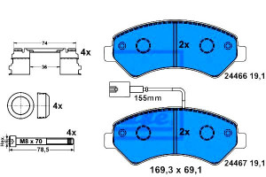 Klocki Hamulcowe Fiat Przód Ducato 06- Ład 1600kg