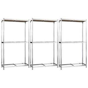 2-poziomowe regały na opony 3 szt., srebrne 110x40x180 cm, stal