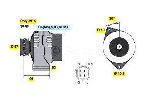 Alternator Toyota 2,0d-4d Corolla 02-09 Bosch