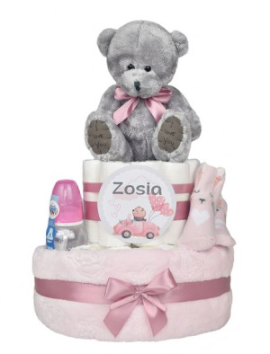 DUŻY TORT z PIELUSZEK pampersów pieluch + dodatki CHRZEST ROCZEK prezent