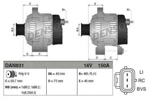Alternator (14v 150a) Ford Focus C-max Focus Ii 2.