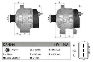 Alternator (14v 70a) Toyota Yaris 1.0 04.99-09.05