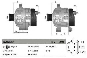 Alternator (14v 90a) Ford Focus 1.8/2.0 10.98-11.0