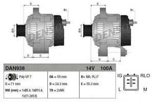 Alternator (14v 100a) Toyota Auris Avensis Corolla
