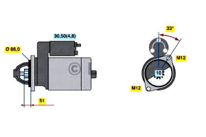 Rozrusznik (12v 1 2kw) Audi A4 A6 A6 Allroad A8 2.