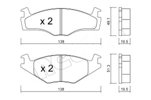 Klocki Hamulcowe Vw Seat Asymetr.19,5mm Metelli