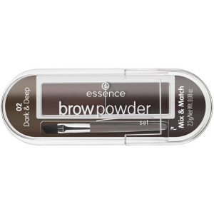 Essence Brow Powder zestaw do stylizacji brwi z pędzelkiem 02 Dark & Deep