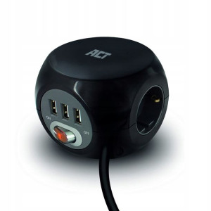 ACT Kostka USB Przedłużacz Biurowy Rozgałęźnik 6w1