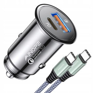 Ainope Ładowarka Samochodowa 48W PD QC 3.0 Kabel