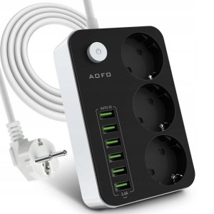 AOFO Adapter Gniazdo Zasilające Przedłużacz USB