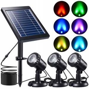 ArtDeco Lampa Solarna Ogrodowa Reflektory RGB 3w1