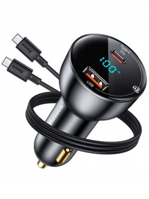 Baseus Ładowarka Samochodowa 100W USB-C KABEL