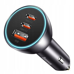 Baseus Ładowarka Samochodowa USB-C 65W 3w1