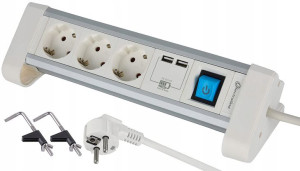 Electraline Przedłużacz Gniazdo Rozgałęźnik USB 2M