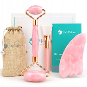 Jade Oryginalny Masażer Gua Sha Roller Zestaw 3w1