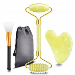 Jade Oryginalny Masażer Gua Sha Roller Zestaw 3w1