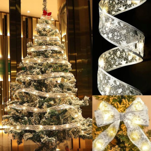 JO Srebrny Świąteczny Łańcuch 100 LED Wstążka 2x5M