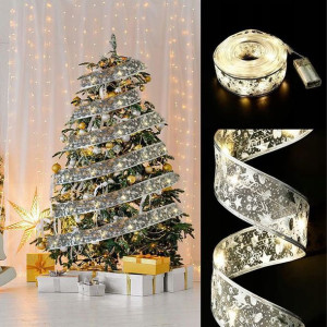 Joy Srebrny Łańcuch LED Na Choinkę Wstążka 50 LED