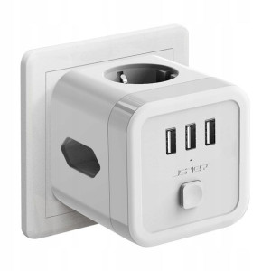JSVER Adapter Gniazdko Rozgałęźnik CUBE USB 6w1