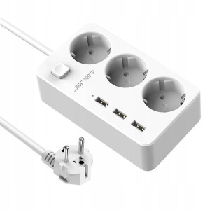 JSVER Listwa Zasilająca Gniazdo USB Przedłużacz