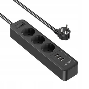 JSVER Przedłużacz Zasilacz Z Ładowaniem USB 6w1