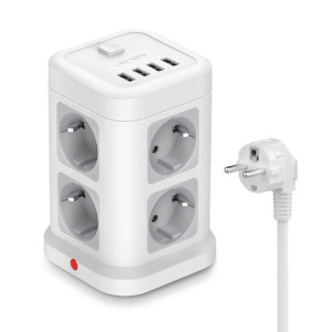 JSVER Rozgałęźnik Przedłużacz Gniazdko Mobilne USB