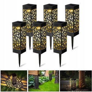 Kefflum Lampy Solarne Wbijane Na Ogród Trawnik 6PC