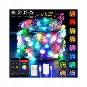 Lampki RGB Sterowanie Telefonem Na Choinkę 10M