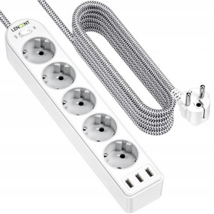 LENCENT Przedłużacz Listwa Zasilacz Ładowanie USB