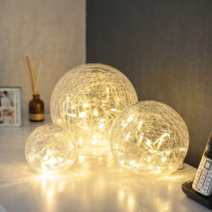 LIGHTS4FUN Zestaw Szklanych Kul Lampki LED 3 SZT