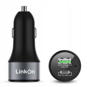 Linkon Ładowarka Samochodowa 63W z 45 W USB-C