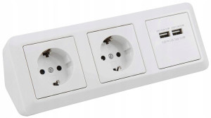 MC Gniazdko Narożne Do Montażu Ładowarka USB 4w1