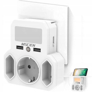 Mscien Adapter Gniazdko Ładowarka USB Lampka 7w1