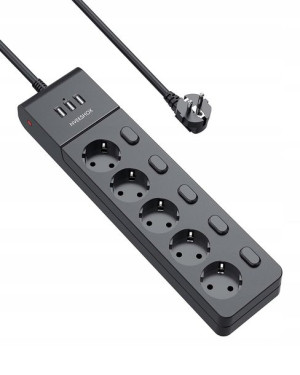 Nveeshox Przedłużacz Gniazdo Zasilające 5w1 USB