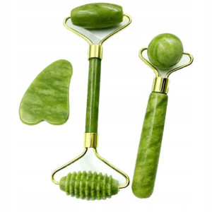 Roller Gua Sha Zestaw Poprawiający Owal Twarzy 3w1