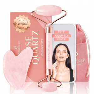 Roller Masażer Gua Sha Wyszczuplający Twarz Zestaw