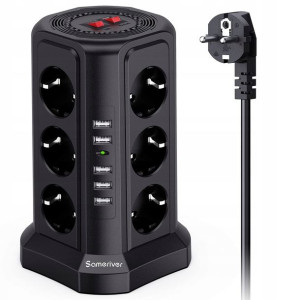 SAMERIVER Przedłużacz Gniazdo Zasilacz 5M USB 17w1