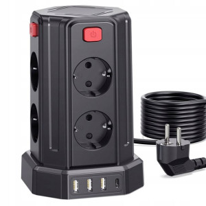 SAMERIVER Przedłużacz Wieża Zasilacz USB 13w1
