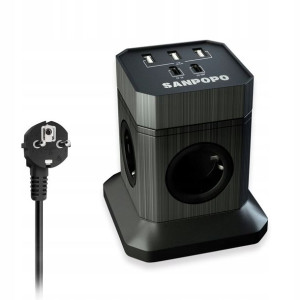 SanPopo Stacja Ładująca Rozgałęźnik USB Gniazdo
