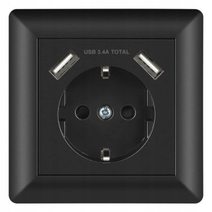 SCHUKO Gniazdo Elektryczne Ładowarka USB 2.8A 3w1