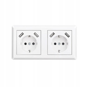 SCHUKO Podwójne Gniazdo Elektryczne Ładowarka USB