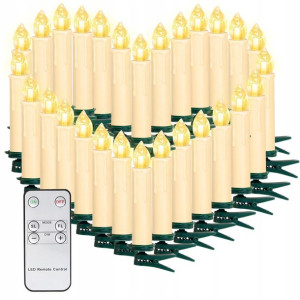 SUNJAS Lampki Świeczki Świąteczne LED + Pilot 10cm