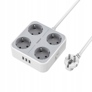 Tessan Przedłużacz Z USB Ładowarka Rozgałęźnik 7w1