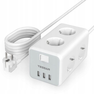 Tessan Zasilacz USB Przedłużacz Rozgałęźnik 9w1