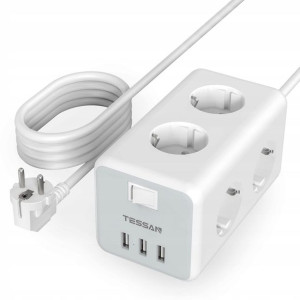 Tessan Zasilacz USB Przedłużacz Rozgałęźnik 9w1