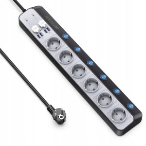 Tiber Listwa Zasilająca Przedłużacz USB 10w1 3M