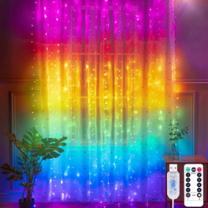 Yizhet Kurtyna Świetlna Świąteczna Lampki LED 3x3M