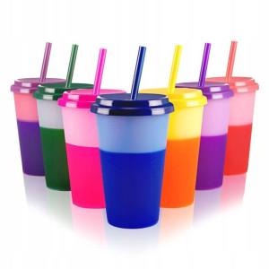Zestaw 7 Kubeczków Ze Słomką Do Koktajli 350ml