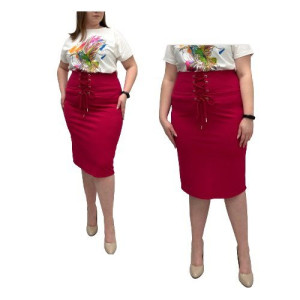 Prążkowana Ołówkowa Spódnica Plus Size Wawa Fuksjowa 44/2xl