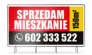 Baner SPRZEDAM MIESZKANIE gotowy do powieszenia RED